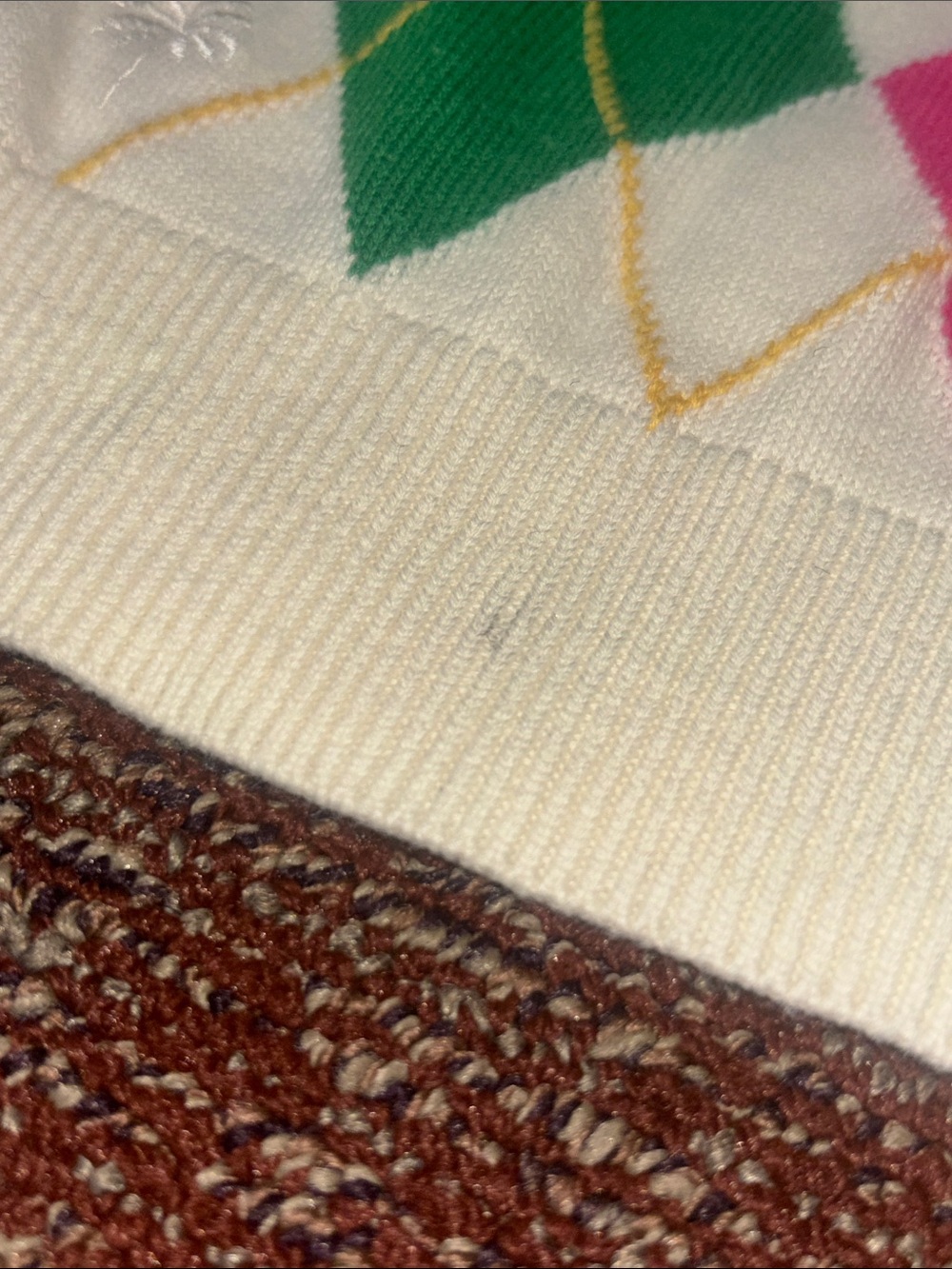 Vintage Lilly Pulitzer cream argyle long sleeve cotton sweater colorful girly S - Picture 5 of 11